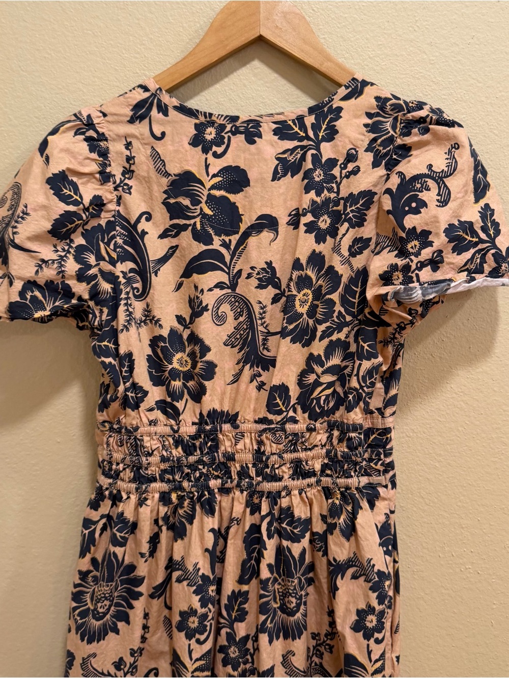 Anthropologie Somerset Tan Floral Tiered Maxi Dress with Smocked Waist Small - Picture 6 of 12